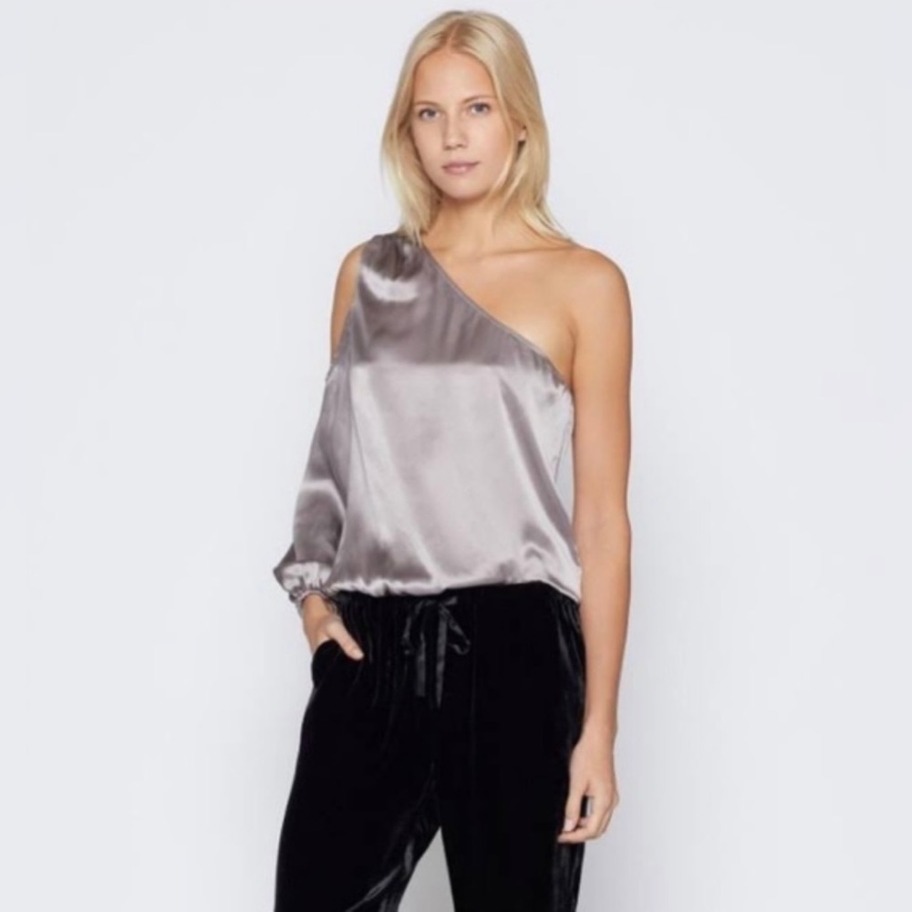 Joie Silk One Shoulder Long Sleeve Top